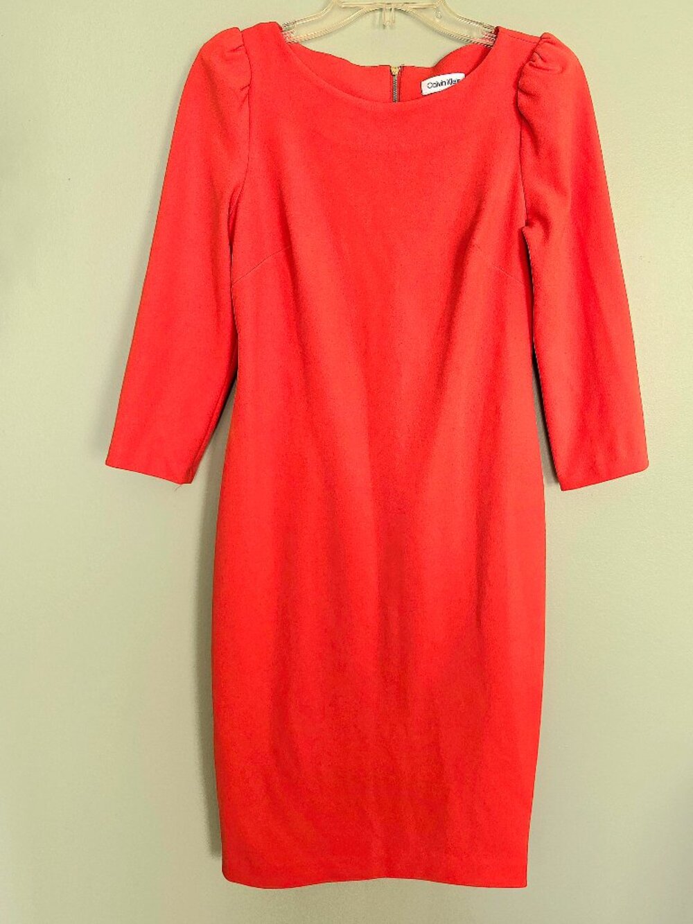 NWOT Calvin Klein Coral / Orange sheath dress. Size 6